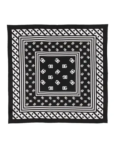 Dolce & Gabbana Logo Print Scarf In Black