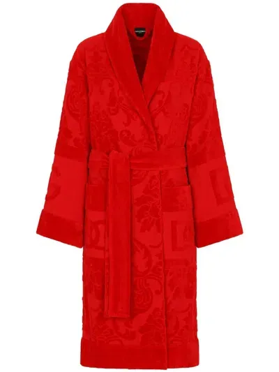 Dolce & Gabbana Long Sleeve Bathrobe In Red