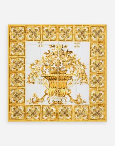 Dolce & Gabbana Majolica-print Silk Twill Foulard (90x90) In Yellow