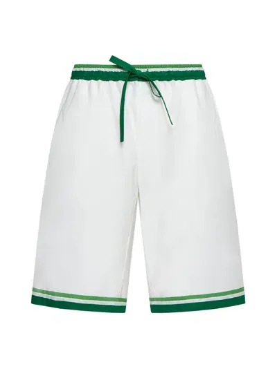 Dolce & Gabbana Majolica Print Cotton Shorts In White,green