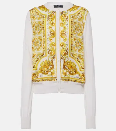 Dolce & Gabbana Majolica Silk Cardigan In Multicolor