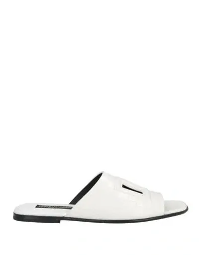 Dolce & Gabbana Embossed-logo Open-toe Sandals In White