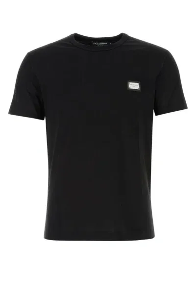 Dolce & Gabbana Black Cotton T-shirt In Multicolor