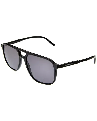 Dolce & Gabbana Polarized Aviator Sunglasses, 58mm In Black