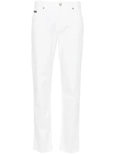 Dolce & Gabbana Mid-rise Tapered-leg Jeans In White