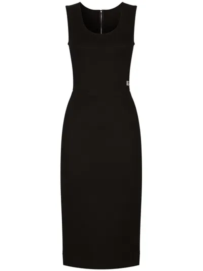 Dolce & Gabbana Black Classic Dress With Logo In Negro