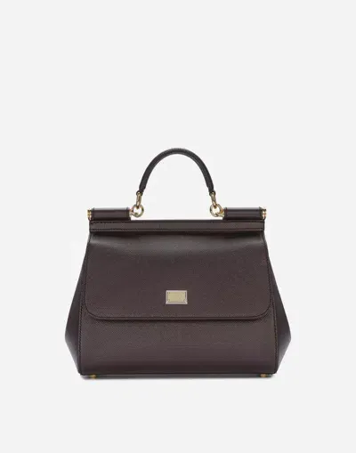 Dolce & Gabbana Mittelgrosse Sicily Tasche Aus Dauphine-leder In Purple