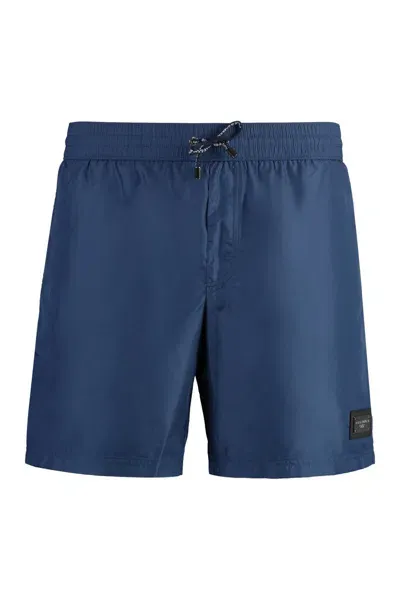 Dolce & Gabbana Logo Print Swim Shorts In Blue