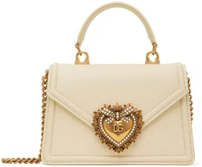 Dolce & Gabbana Devotion Small Embellished Leather Shoulder Bag In White