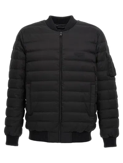 Dolce & Gabbana Padded Bomber Jacket Casual Jackets, Parka Black