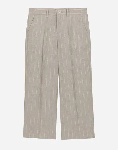 Dolce & Gabbana Pantaloni Classici In Lino Gessato In Rigato