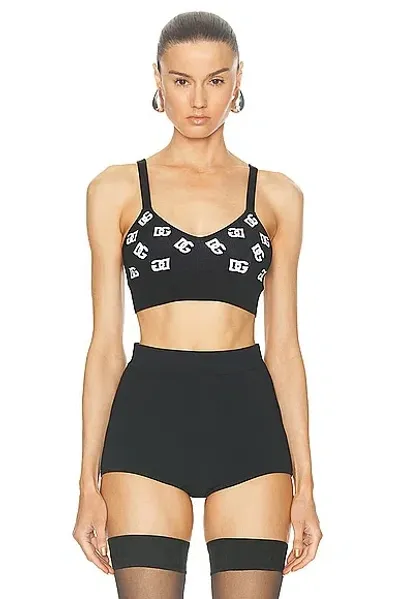 Dolce & Gabbana Patterned Bra Top In Nero & Bianco