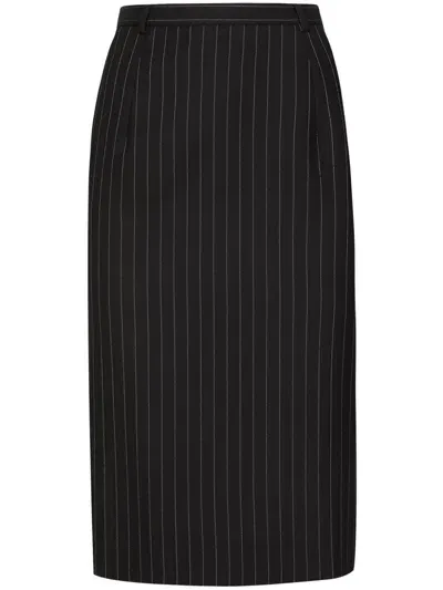 Dolce & Gabbana Virgin Wool-blend Pinstripe Midi Skirt In マルチカラー