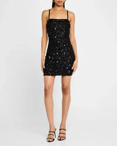 Dolce & Gabbana Pizzo Sequined Sleeveless Mini Dress In Black