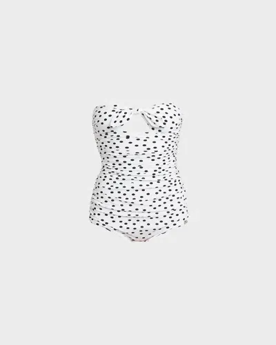 Dolce & Gabbana Polka Dots One-piece Swimsuit In Black,white