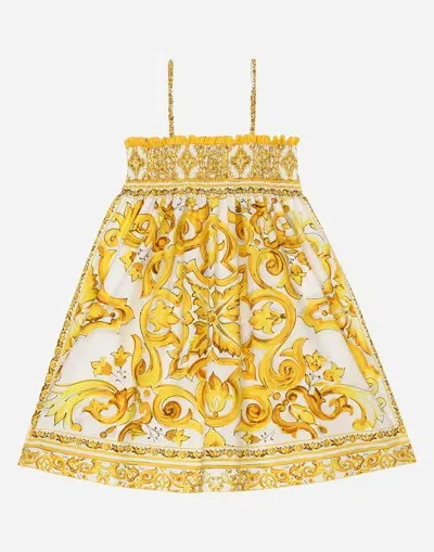 Dolce & Gabbana Kids' Majolica Thin-strap Dress In Print