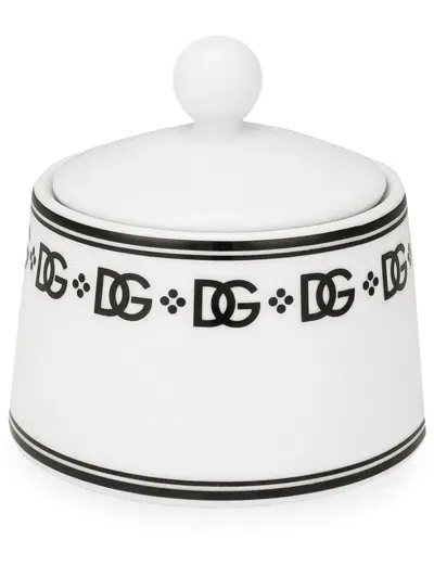 Dolce & Gabbana Porcelain Sugar Bowl In White