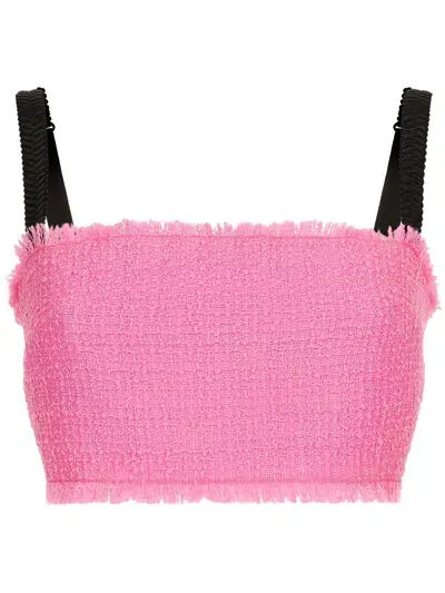 Dolce & Gabbana Rachel Cropped-oberteil Aus Tweed In Pink