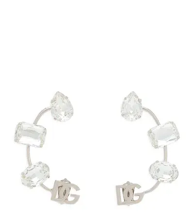 Dolce & Gabbana Rhinestone Dg Logo Ear Cuffs In Metallic