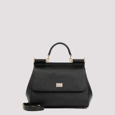 Dolce & Gabbana Saffiano Leather Sicily Bag In Nero