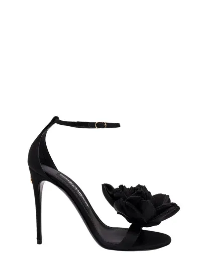 Dolce & Gabbana Flower Sandals In Black