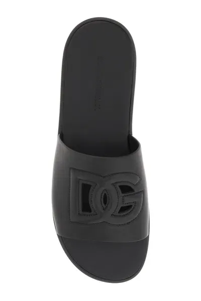 Dolce & Gabbana Sandal With Logo In Black