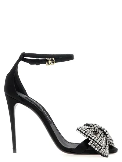 Dolce & Gabbana Satin Jewel Bow Sandals