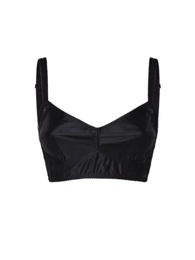 Dolce & Gabbana Shiny Satin Bra Top In Black