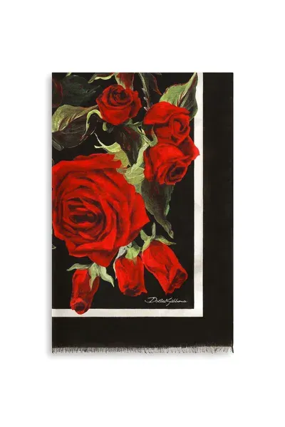 Dolce & Gabbana Scarfs In Red Roses Fdo Ner