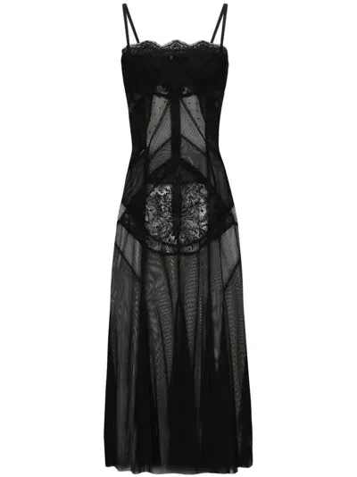 Dolce & Gabbana Semi-sheer Dress In ブラック