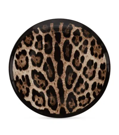 Dolce & Gabbana Set Of Two Leopard Print Bread Plates In Animal Print