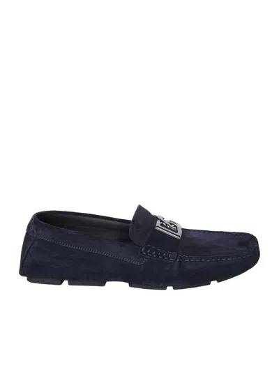 Dolce & Gabbana Driver Suede Loafers In Blue