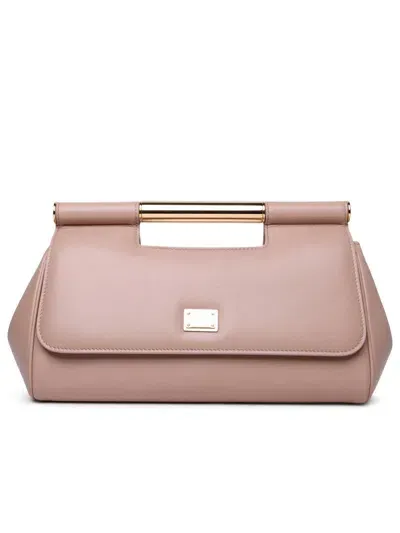 Dolce & Gabbana Sicily Large Leather Clutch Nude In Beige