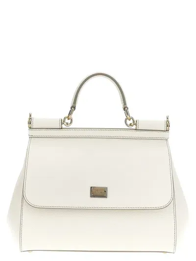 Dolce & Gabbana Sicily Large Leather Handbag In White