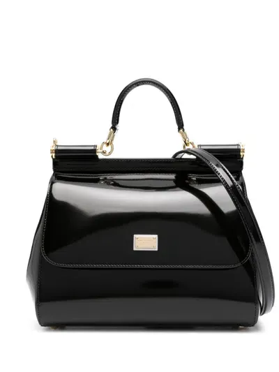 Dolce & Gabbana Sicily Large Shiny Leather Handbag