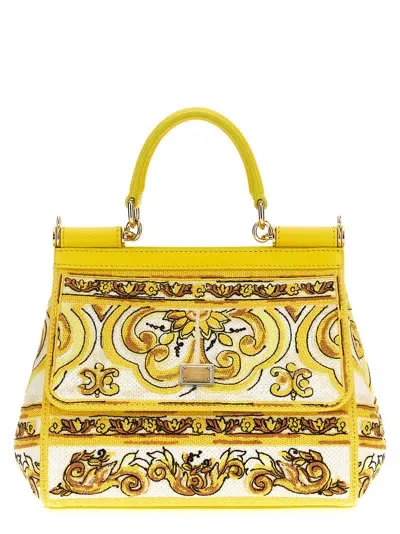 Dolce & Gabbana Majolica Embroidery Medium Sicily In Amarillo