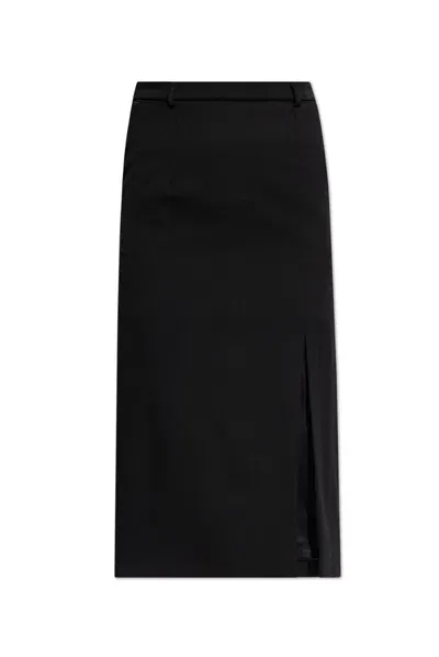 Dolce & Gabbana Side Slit Midi Skirt In Black