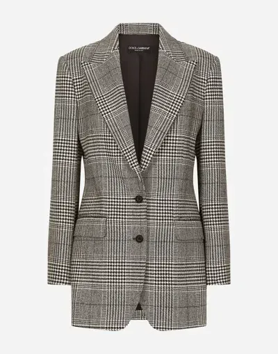 Dolce & Gabbana Single-breasted Glen Plaid Jacket In Multicolor