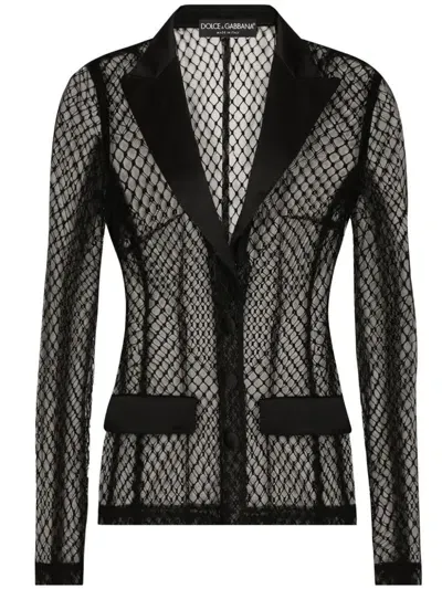 Dolce & Gabbana Einreihige Jacke Aus Mesh In Schwarz