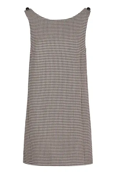 Dolce & Gabbana Sleeveless Houndstooth Patterned Mini Dress In Multi