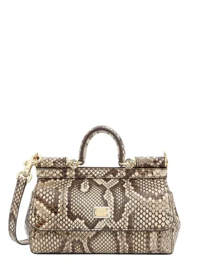 Dolce & Gabbana Small Logo Plaque Embossed Sicily Handbag In Multi