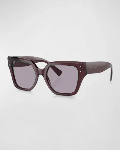 Dolce & Gabbana Square Acetate And Plastic Sunglasses In Transparent Violet