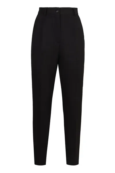 Dolce & Gabbana Stretch Gabardine Trousers In Black