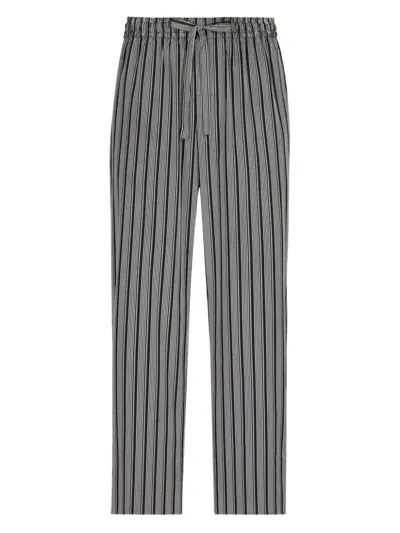 Dolce & Gabbana Striped Drawstring Trousers In Grey