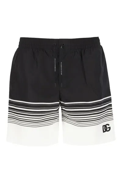 Dolce & Gabbana Stripe-print Swim Shorts In White