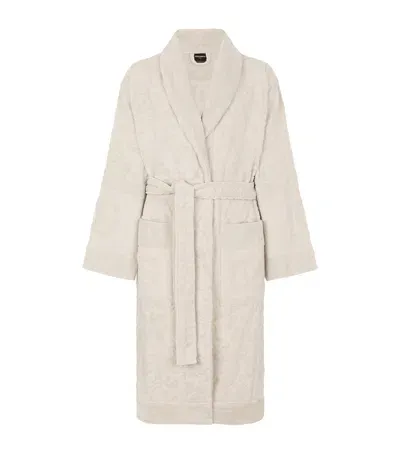 Dolce & Gabbana Terry Cotton Dg Robe In Neutral