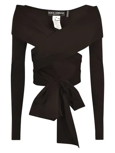 Dolce & Gabbana Cut-out Wrap Top In Black