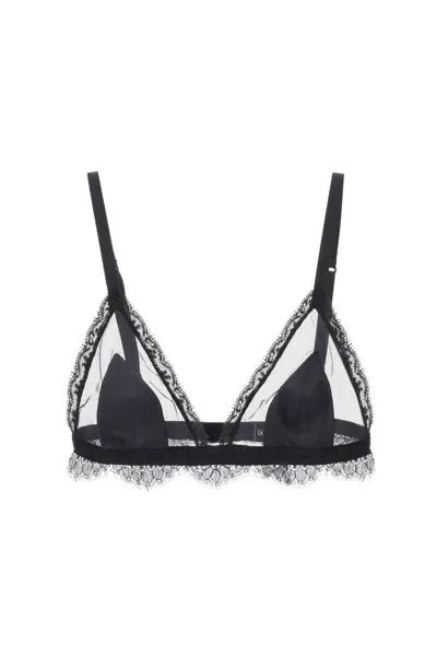 Dolce & Gabbana Triangle Satin And Lace Bra In Multicolor