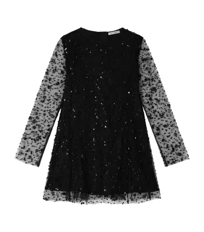 Dolce & Gabbana Kids' Tulle Rhinestone-embellished Dress In Black