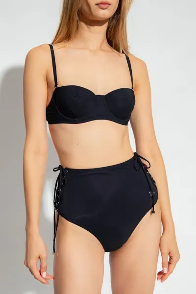 Dolce & Gabbana Jersey Bikini Set W/laces In Black